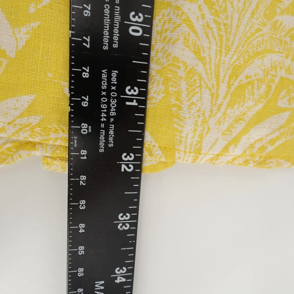 Banana Republic 100% Linen Button Down Shirt Yellow Tropical Palm‎ Leaf Mens XL